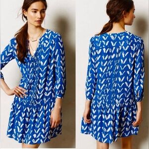 Anthropologie Maeve Blue and White Dress XS